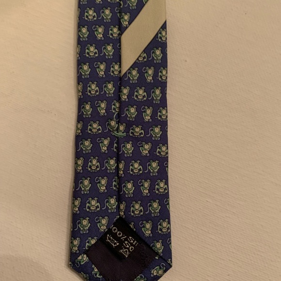 SOLD Salvatore Ferragamo Men’s Silk Tie Blue Mo… - Picture 10 of 12